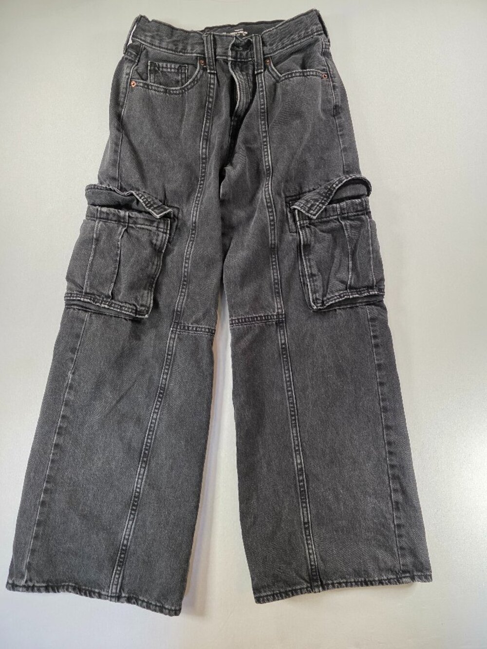 Old Navy High Rise Baggy Wide Leg Jeans Black Boys Size 8